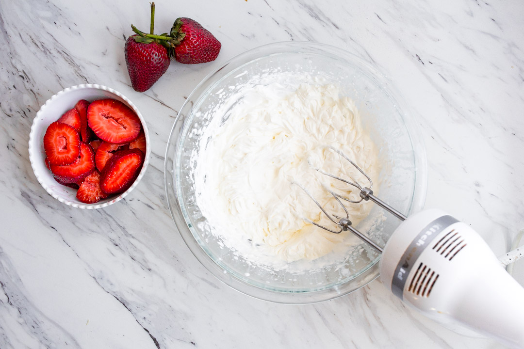strawberry and whipped cream for the crepe recipe