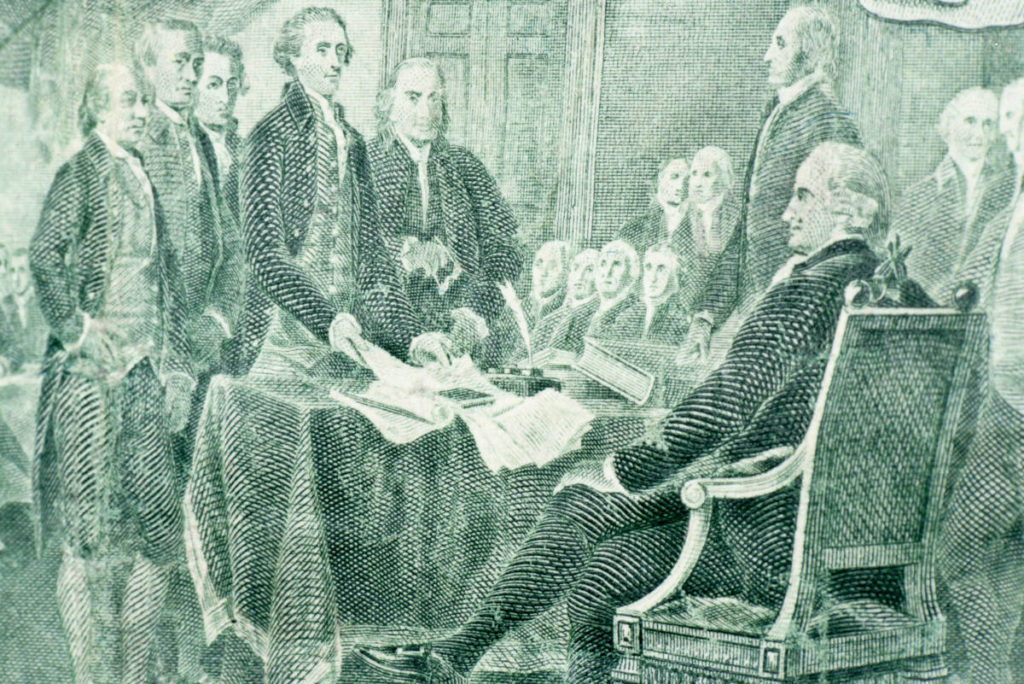 Foto del 4 de julio de la firma de la Declaración de Independencia